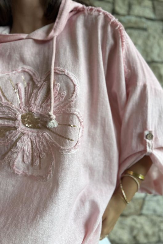 Rustic Nature Linen Blend Hippie Shake Hoodie Washed Sugar